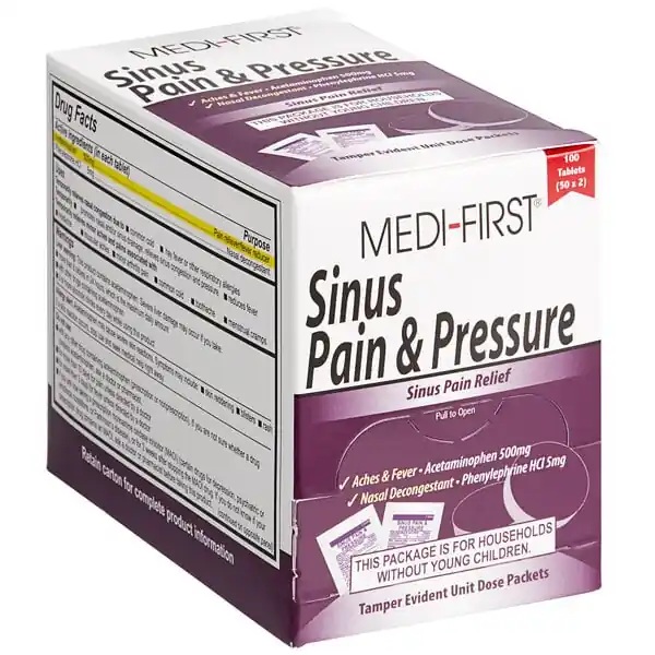 Medi-First 81933 Sinus Pain & Pressure Relief Unflavored BX