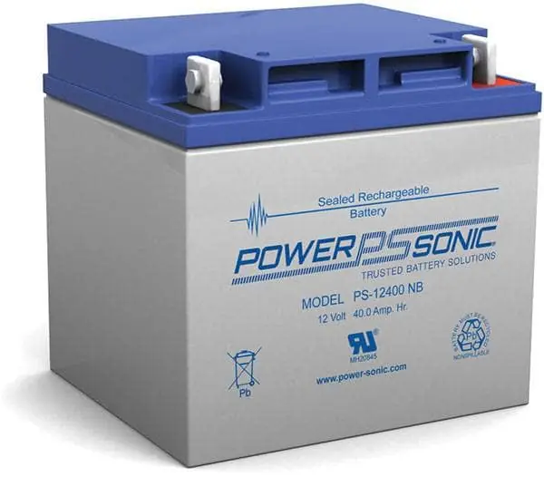 Power Sonic PS-12400 NB PS Series 12V, 40Ah General Purpose Rechargeable SLA Battery, NB4 Terminals