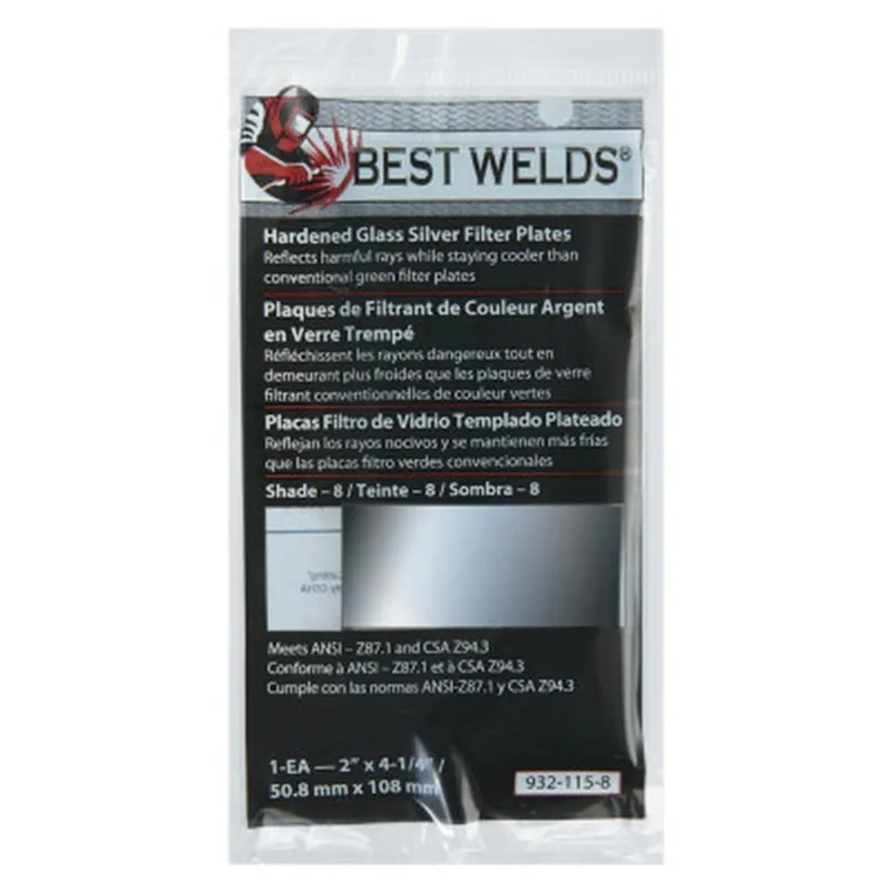 Best Welds 901-932-115-8 Glass Silver Mirror Filter Plate - Silver/8 (2 in x 4.25 in)