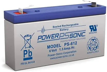 Power Sonic PS-612 PS Series 6V 1.2Ah General Purpose Rechargeable SLA Battery F1 Terminals