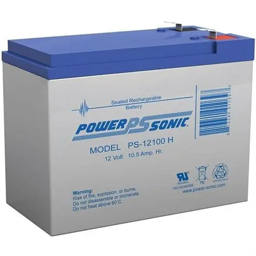 Power Sonic PS-12100H PS Series 12V, 10.5Ah General Purpose Rechargeable SLA Battery, F2 Terminals