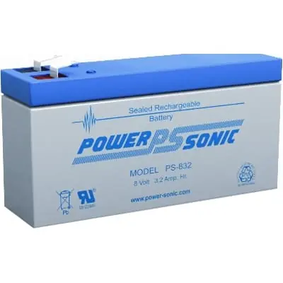 Power Sonic PS-832 PS Series 8V 3.2Ah General Purpose Rechargeable SLA Battery F1 Terminals