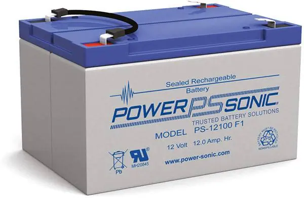 Power Sonic PS-12100 PS Series 12V, 12Ah General Purpose Rechargeable SLA Battery, F1 Terminals