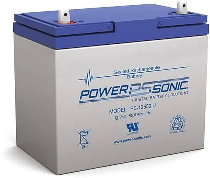 Power Sonic PS-12550 PS Series 12V, 55Ah General Purpose Rechargeable SLA Battery, Terminals