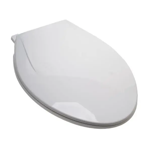 BathDecor 2F1E6-00 Toilet Seat with Cover, Elongated, Closed Front, Slow Close, White, Plastic, 19 inch