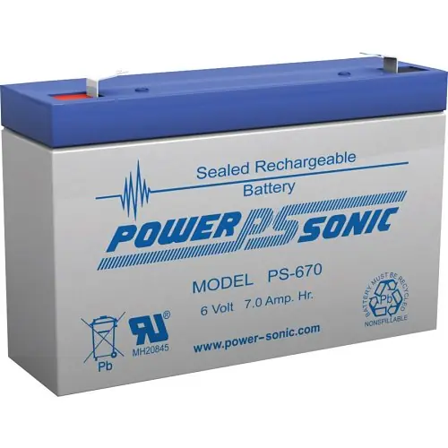 Power Sonic PS-670 PS Series 6V, 7Ah General Purpose Rechargeable SLA Battery, F1 Terminals