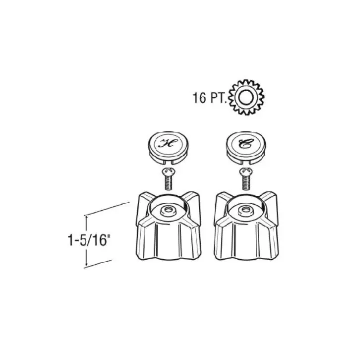 The Faucet Doctor 23819FD Metal Faucet Handles 1-5/16 inch For Sterling Tub & Shower