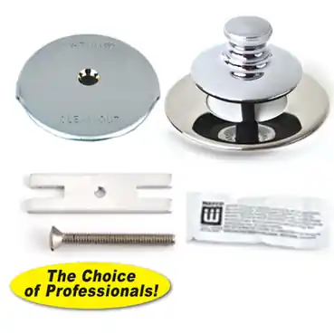 WATCO 48700-PP-CP-G-3P-C Universal Nufit Push Pull Bathtub Stopper With 1-Hole Face Plate Grid Strainer Silicone and 3 Pins Chrome Plated * CLEARANCE *