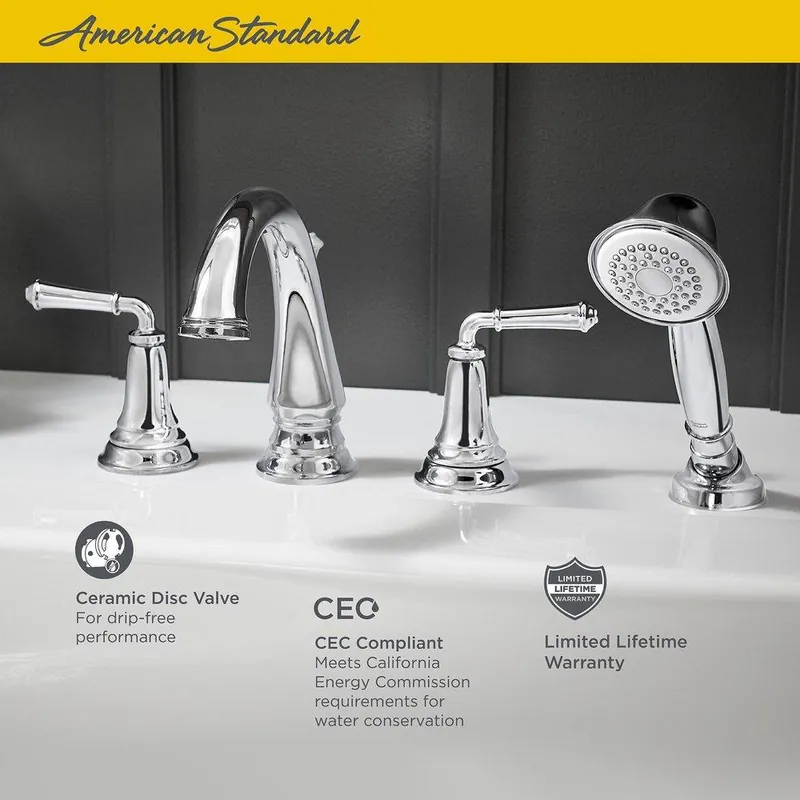 American Standard T052901.295 Delancey Two-Handle Roman Tub Faucet With Personal Shower For Flash Rough-In Valves * CLEARANCE *