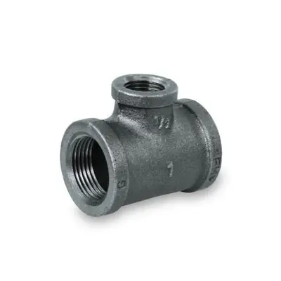 EVERFLOW BMRT3004 Black Malleable Iron Reducing Tee 3 x 3 x 1-1/2