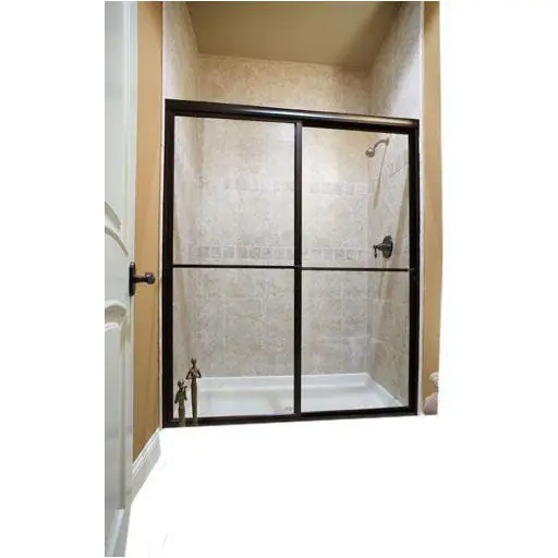 BASCO 7150-4068OBSV Deluxe 7150 Framed Bypass Shower Door Fits 38 To 40 Openings 68 Height Obscure Glass Chrome Frame * CLEARANCE *