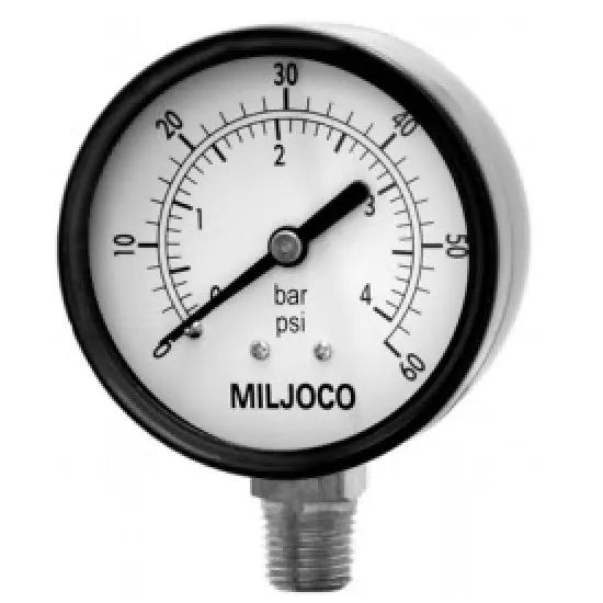 MILJOCO P3508L-03 Pressure Gauge, Utility Service, 0-30 PSI & Bar Range * CLEARANCE *