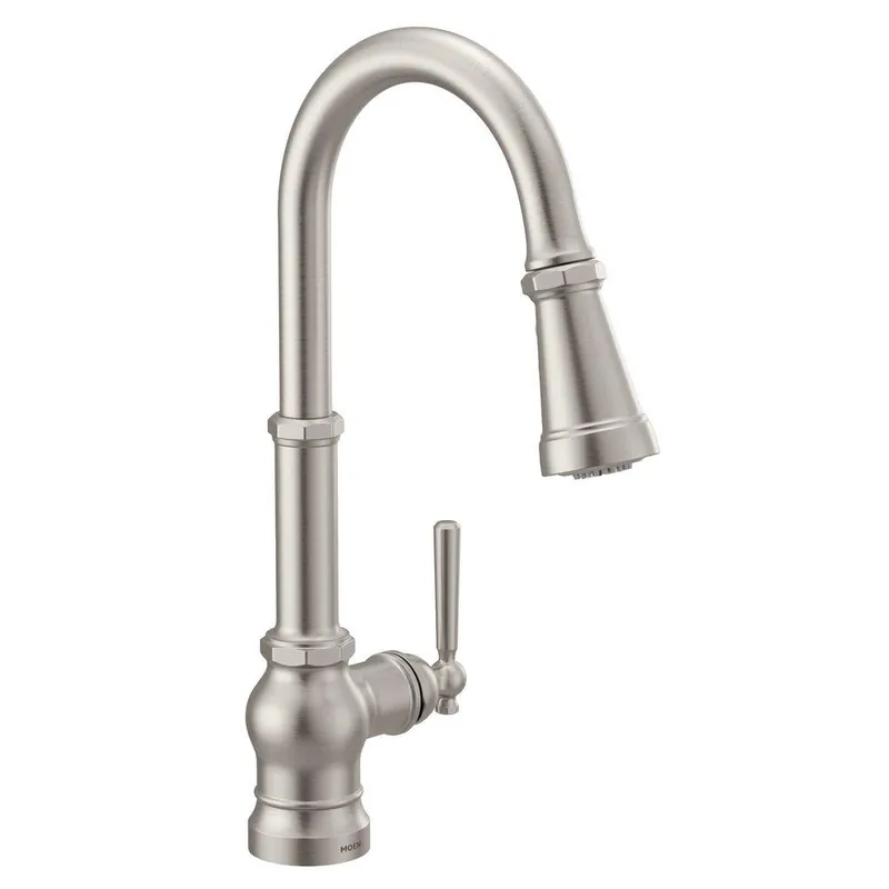 Moen S72003SRS Paterson One-Handle High Arc Pulldown Kitchen Faucet with Power Boost Technology 1.5 GPM