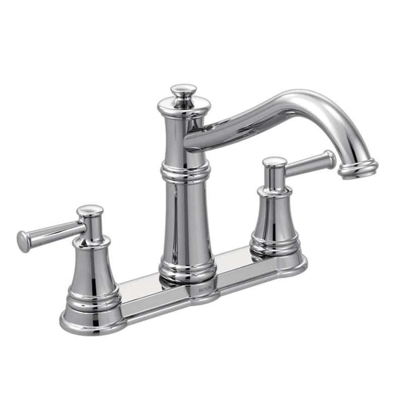 Moen 7250C Belfield Two-Handle High Arc Kitchen Faucet Deckplate Included Three Hole Installation 1.5 GPM 1/2 Connection * CLEARANCE *