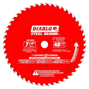 FREUD (DIABLO) D0748CFX Steel Demon 48 Tooth Cermet II Saw Blade For Metals and Stainless Steel 7-1/4 * CLEARANCE *