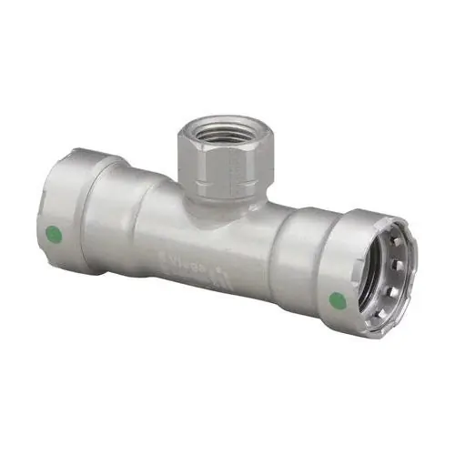 VIEGA 25470 MegaPress Tee, Carbon Steel, Press Connection, Female Pipe Thread, With Smart Connect, 2 P x 2 P x 1 1/4 FPT * CLEARANCE *