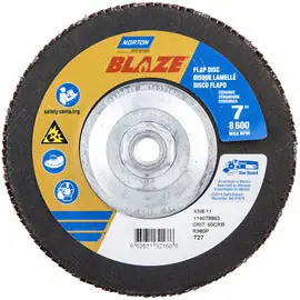 Norton Co. 66261132168 Blaze Ceramic Alumina Coarse Grit Arbor Thread Fiberglass Flat Flap Disc