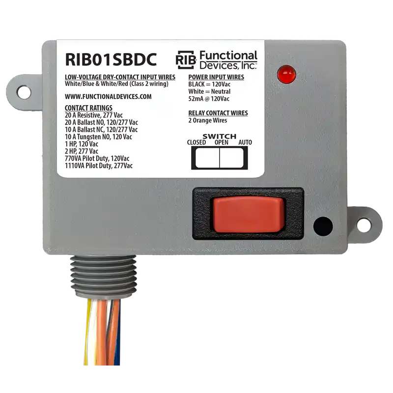 FUNCTIONAL RIB01SBDC Enclosed Relay 120Vac Power