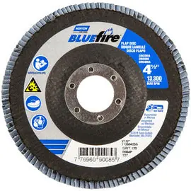Norton Co. 77696090085 BlueFire Zirconia Alumina Medium Grit Center Mount Fiberglass Flat Flap Disc