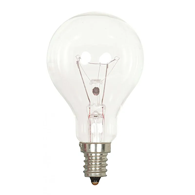 Satco S4160 Incandescent General Service Lamp 40 Watt A15 E12 Candelabra Base