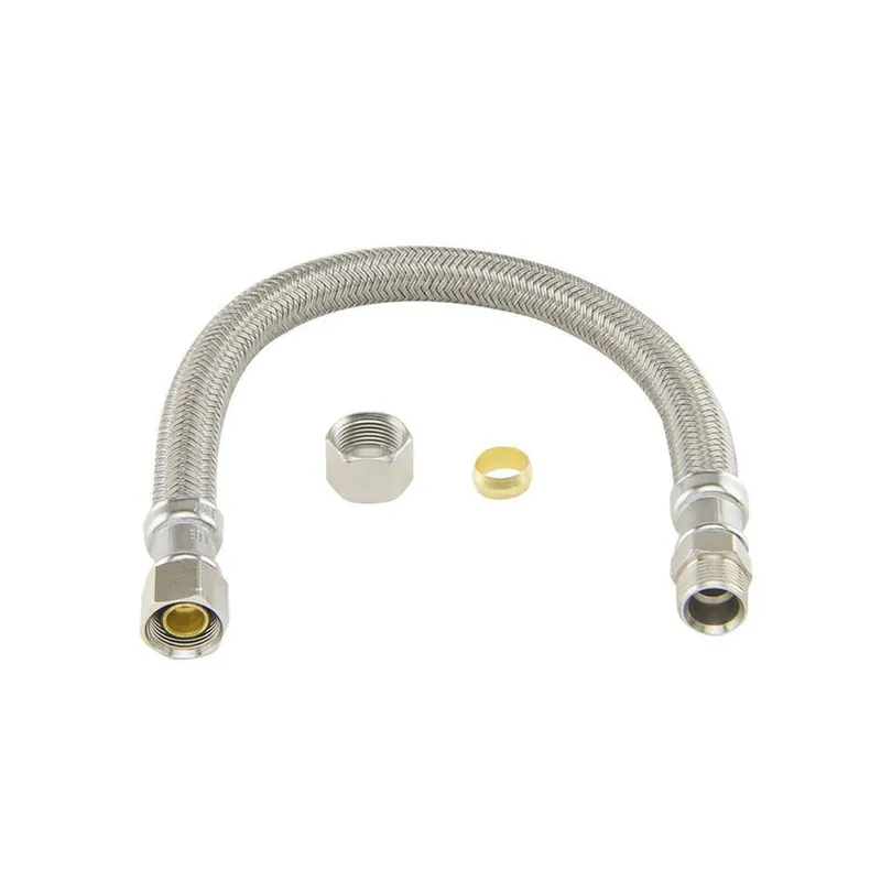 BrassCraft S1-12KCF Speedi Plumb Flexible Braided Water Faucet Connector, 3/8, Compression, 12 in L, 125 psi