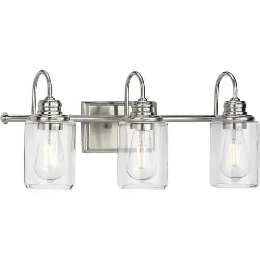 Progress Lighting P300322-009 3-Light Brushed Nickel Farmhouse Bath Vanity Light