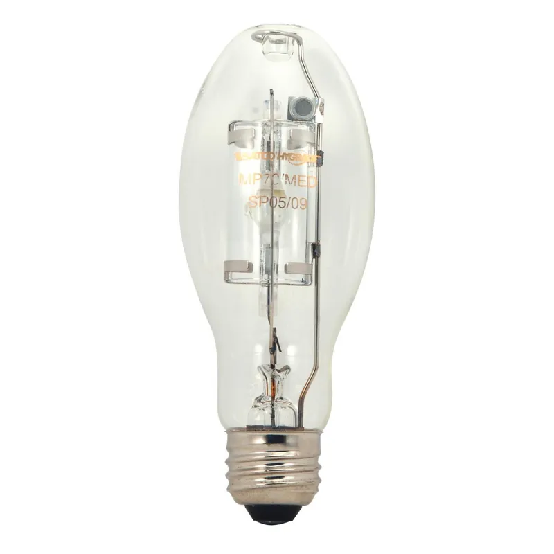Satco S5856 HID Metal Halide Lamp Designation: MP70/ED17/U//PS 70 WTT ED17 Shape E26 Medium Base Clear