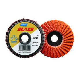 Norton Co. 77696090162 Blaze Ceramic Alumina Coarse Grit Plastic TS (Type II) Flat Mini Flap Disc