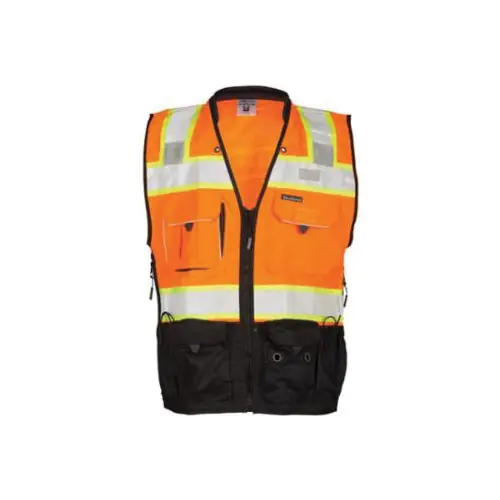 ML Kishigo S5003-XL Premium Black Series S5003 Surveyor Safety Vest XL Black/Hi-Viz Orange