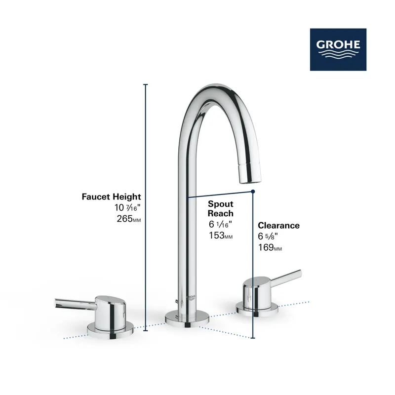 Grohe 20217243A 8 Widespread 2-Handle L-Size Bathroom Faucet 1.2 GPM