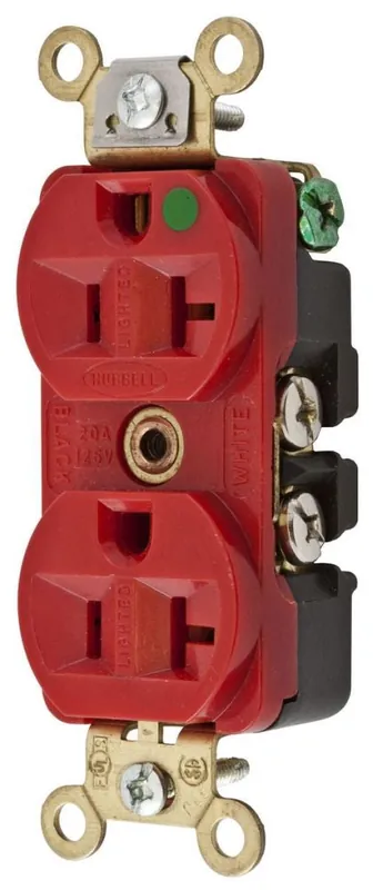 Hubbell HBL8300ILR HUBBELL DUP RCPT, HG, 20A 125V, 5-20R, IL, RD 78358501650