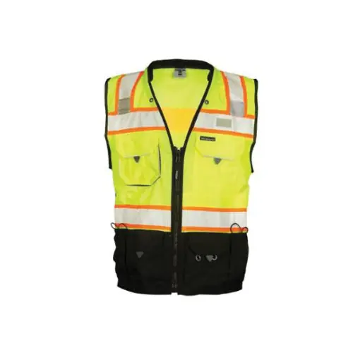 ML Kishigo S5002-M Premium Black Series S5002 Surveyor Safety Vest, M, Black/Hi-Viz Lime, Class 2