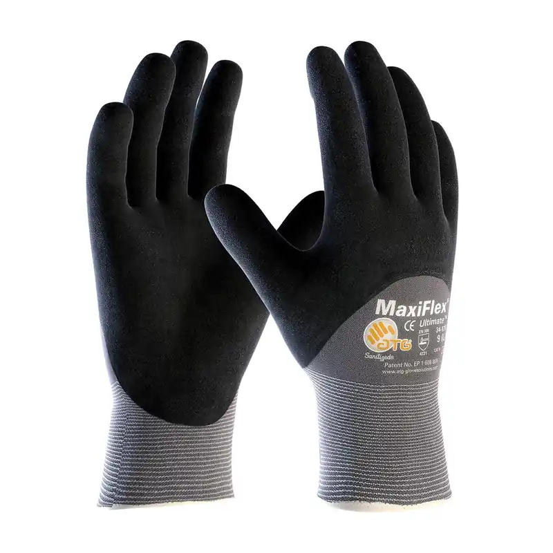 PIP 34-875/M MaxiFlex Ultimate Seamless Knit Nylon/Elastane Gloves, Nitrile Coat Palm, Fingers & Knuckles