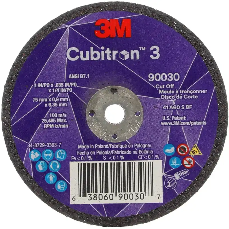 3M 7100303860 Cubitron 3 Cut-Off Wheel 3 x 0.035 x 1/4