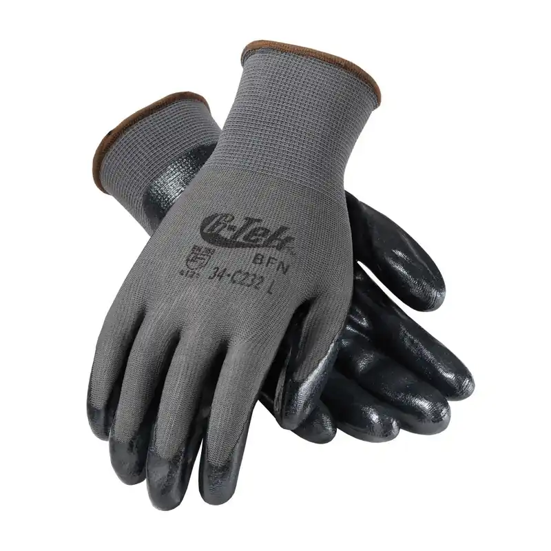PIP 34-C232/L G-Tek Value & Performance Economy Grade Black Foam Nitrile Coated Large Gloves