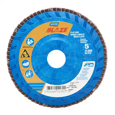 Norton 66254400262 Blaze Ceramic Alumina Extra Coarse Grit Center Mount Plastic Flat Flap Disc