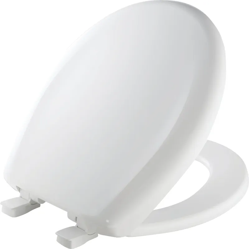 Mayfair 87SLOW-000 Round Closed Front Premium Sweptback Slow-Close White Plastic Toilet Seat