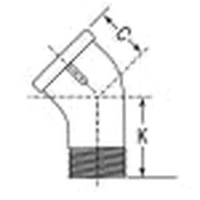 ANVIL 1.NMS45L 1 In Galvanized Malleable 150# MNPT x FNPT St 45 Elbow Domestic